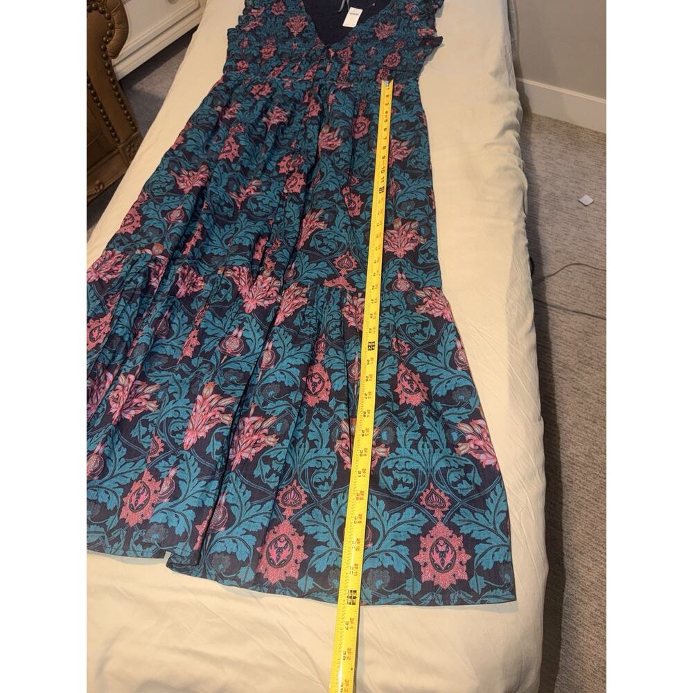 Anthropologie The Peregrine Midi Dress flutter sleeve teal green Motif Large NWT - Picture 10 of 13